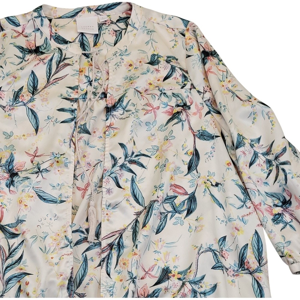 Lauren Conrad Womens L Tassle Tie Floral Open Bomber Cape Jacket 3/4 Sleeve